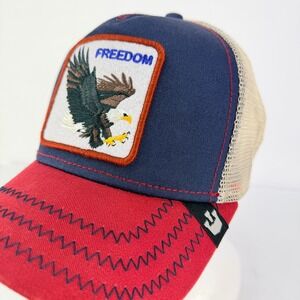 EUC Goorin Bros Freedom Eagle Trucker SNAPBACK Hat Men OS Blue Red Mesh Adjustab